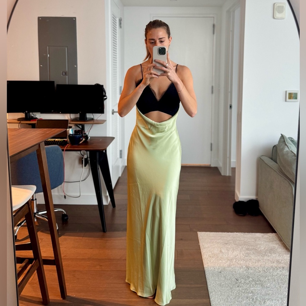 MAXXY SATIN MAXI DRESS - Misha - Light Green